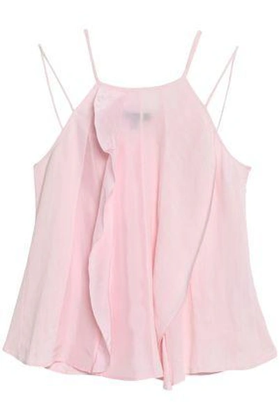 Belstaff Woman Ruffled Satin, Cloqué And Cady Camisole Baby Pink