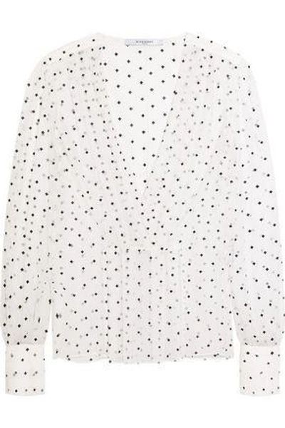 Givenchy Woman Cross-print Blouse In Silk-gauze White