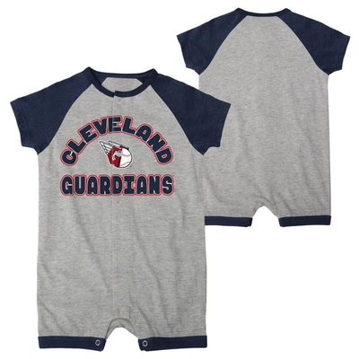 Outerstuff Babies' Newborn And Infant Boys And Girls Heather Gray Cleveland Guardians Extra Base Hit Raglan Full-snap R