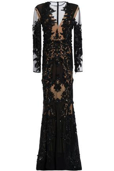 Zuhair Murad Woman Embellished Organza Gown Black