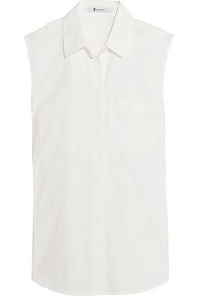 Alexander Wang T Woman Split-back Stretch-cotton Poplin Shirt White