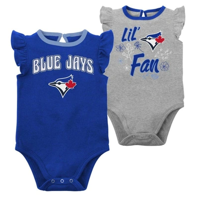 Outerstuff Babies' Newborn And Infant Boys And Girls Royal, Heather Gray Toronto Blue Jays Little Fan Two-pack Bodysuit In Royal,heather Gray