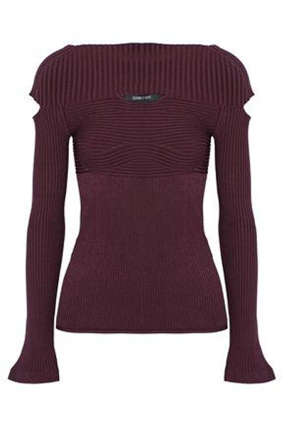 Cushnie Et Ochs Cushnie Woman Cutout Ribbed-knit Top Burgundy