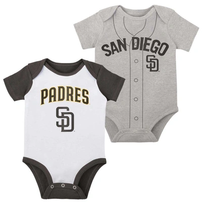 Outerstuff Babies'  Infant White/heather Gray San Diego Padres Two-pack Little Slugger Bodysuit Set