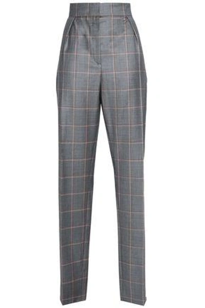 Lanvin Woman Checked Wool Tapered Trousers Grey
