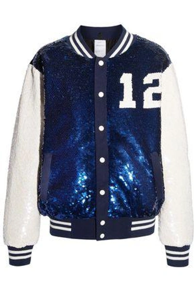Ashish Embellished Crepe Bomber Jacket In Navy
