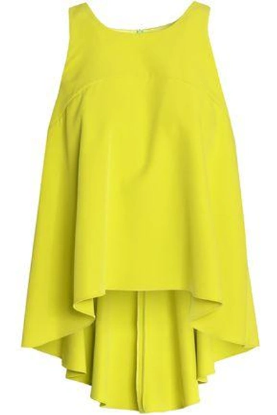 Milly Woman Draped Crepe Top Lime Green