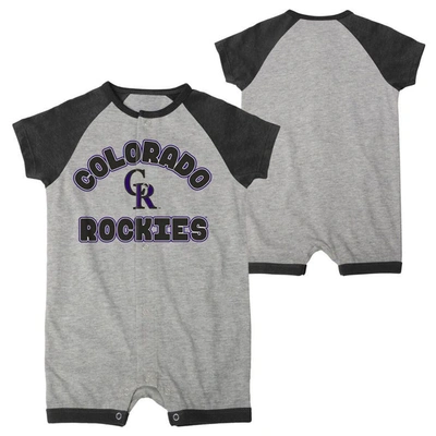 Outerstuff Babies' Newborn And Infant Boys And Girls Heather Gray Colorado Rockies Extra Base Hit Raglan Full-snap Romp
