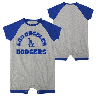 Outerstuff Babies' Newborn & Infant Heather Gray Los Angeles Dodgers Extra Base Hit Raglan Full-snap Romper