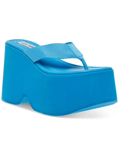 Steve Madden Gwen Womens Flip-flops Thong Platform Sandals In Blue