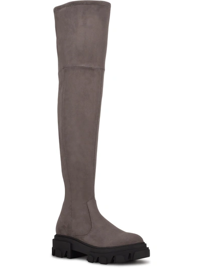 Nine West Cellie Womens Faux Suede Tall Over-the-knee Boots In Grey