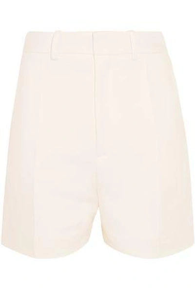 Chloé Woman Linen And Silk-blend Twill Shorts Ivory