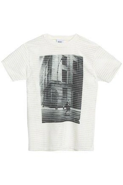 Dkny Laser-cut Printed Jersey T-shirt In Off-white