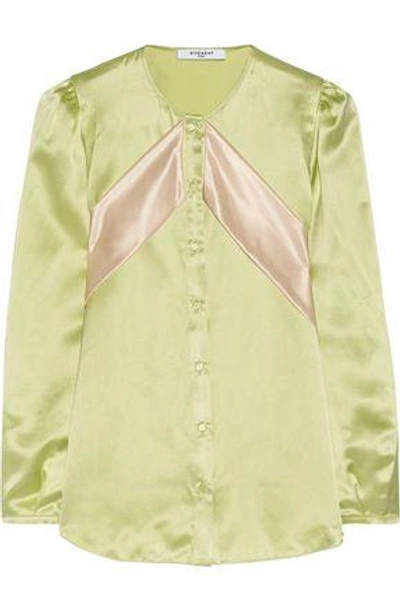 Givenchy Silk-satin Blouse With Contrast Bands In Mint