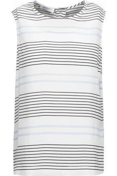 Equipment Woman Reagan Striped Washed-silk Top White