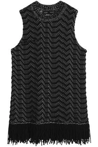 Proenza Schouler Woman Fringe-trimmed Jacquard-knit Cotton-blend Top Black
