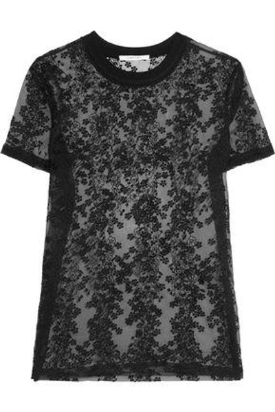 Carven Woman Embroidered Organza Top Black