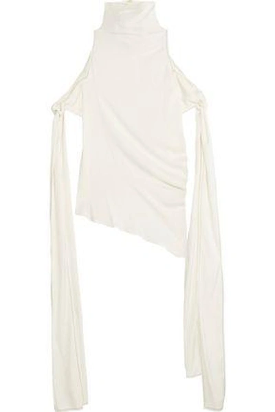 Ellery Woman The Lizzies Cold-shoulder Asymmetric Draped Silk-blend Top Ivory