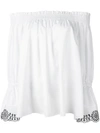 Alexander Mcqueen Off-the-shoulder Broderie Anglaise-trimmed Cotton-poplin Top In White