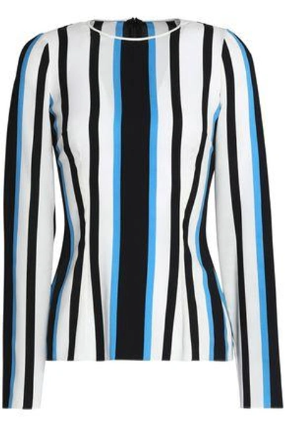 Dolce & Gabbana Woman Striped Stretch-silk Top Off-white