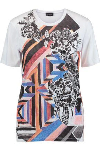 Just Cavalli Woman Printed Stretch-jersey T-shirt White