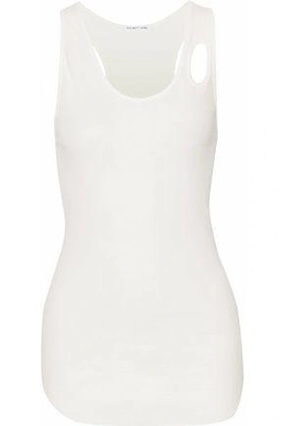 Helmut Lang Woman Cutout Ribbed Cotton-jersey Tank White