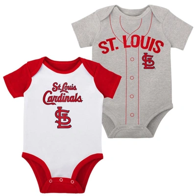Outerstuff Babies' Infant Boys And Girls White And Heather Gray St. Louis Cardinals Two-pack Little Slugger Bodysuit Se In White,heather Gray