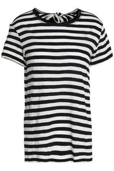 Proenza Schouler Woman Tie-back Striped Cotton-jersey T-shirt Black