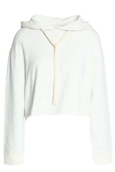 Monrow Woman Cropped Cotton-blend Jersey Hooded Sweater Ivory