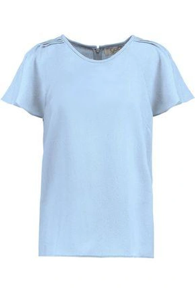 Goat Woman Dew Wool-crepe Top Sky Blue