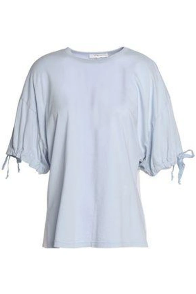 Clu Woman Mesh-paneled Cotton-blend Jersey Shirt Sky Blue