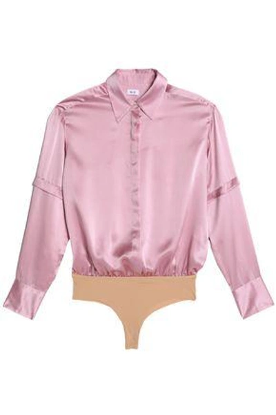 Alix Woman Mercer Silk-satin And Stretch-jersey Bodysuit Pink