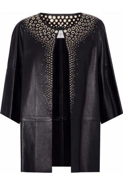 Yves Salomon Woman Eyelet-embellished Leather Jacket Black