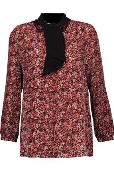 Joie Woman Elick Pussy-bow Printed Silk Crepe De Chine Blouse Red