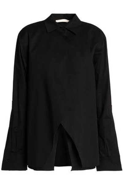 Antonio Berardi Woman Layered Stretch Cotton-blend Poplin Shirt Black