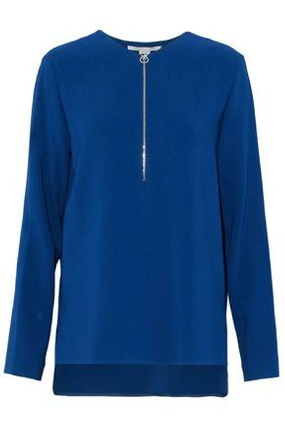 Stella Mccartney Arlesa Zip-detailed Stretch-cady Top In Cobalt Blue