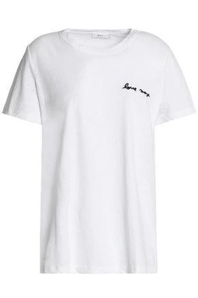 A.l.c Woman Embroidered Slub Cotton-jersey T-shirt White