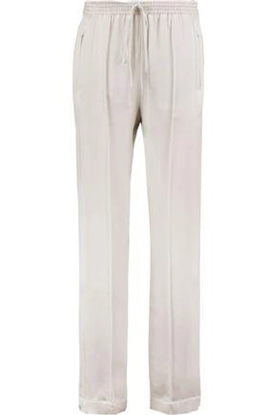 Chloé Silk-satin Straight-leg Pants In Light Gray