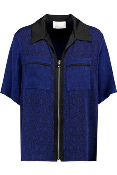 3.1 Phillip Lim / フィリップ リム Woman Satin-trimmed Jacquard Shirt Navy