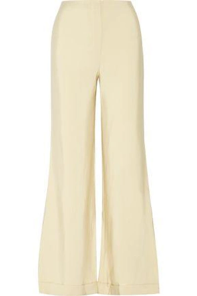 The Row Winona Wool And Silk-blend Faille Wide-leg Pants In Beige