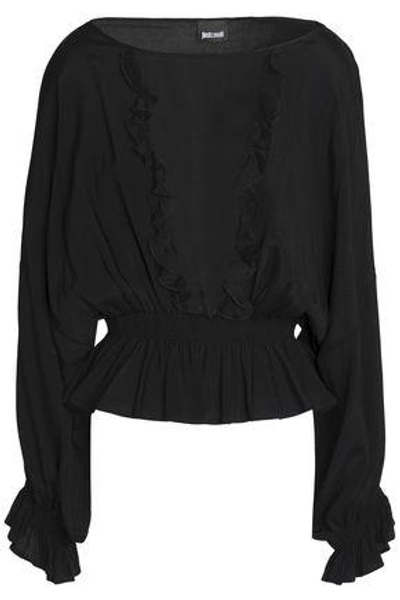 Just Cavalli Woman Ruffled Crepe Blouse Black