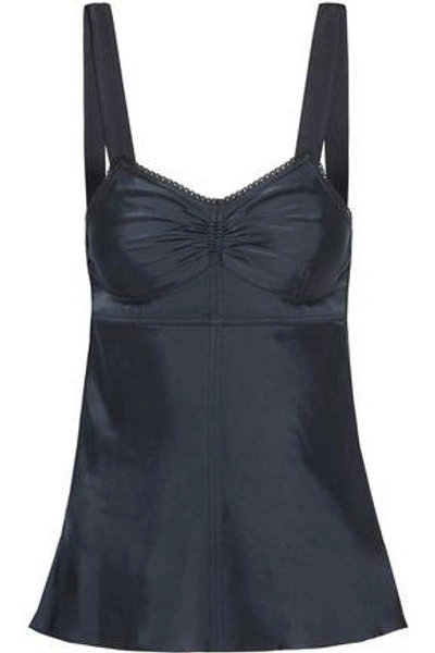 Helmut Lang Woman Lace-trimmed Satin Camisole Midnight Blue