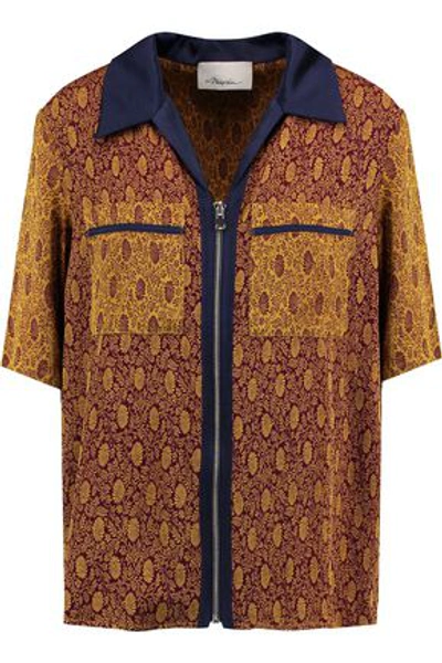3.1 Phillip Lim / フィリップ リム Woman Satin-trimmed Jacquard Shirt Brown