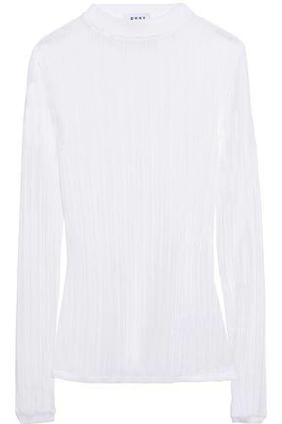 Dkny Woman Ribbed-knit Top White