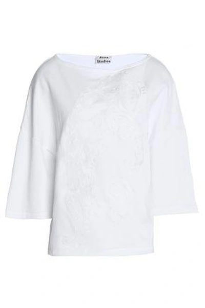 Acne Studios Woman Embroidered Cotton Top White