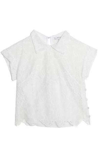 Milly Woman Cotton-blend Corded Lace Top Ivory