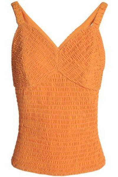 Emilia Wickstead Woman Cutout Shirred Crepe Top Orange