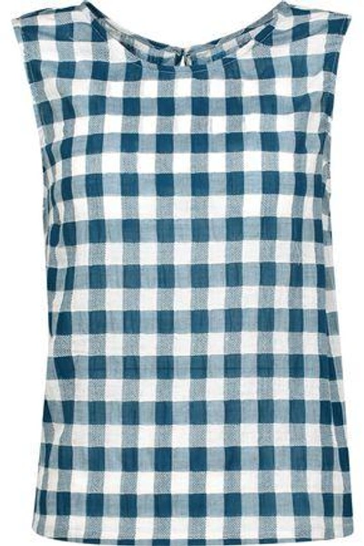 Current Elliott Current/elliott Woman The Boxy Gingham Cotton-blend Gauze Tank Teal