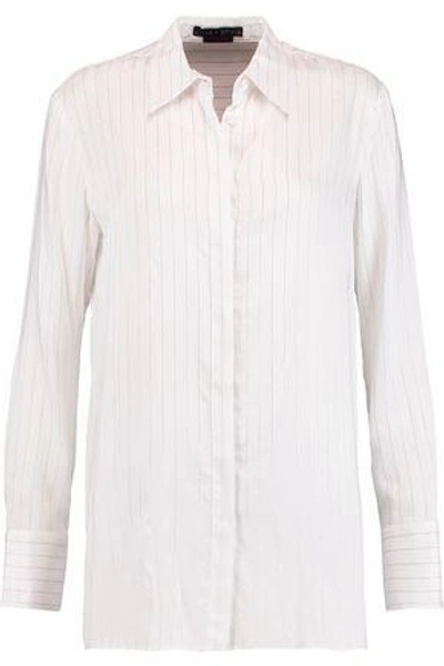 Alice And Olivia Woman Striped Twill Shirt White