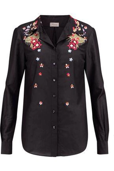 Temperley London Amity Embroidered Cotton Shirt In Black